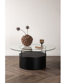 STOLIK KAWOWY BOVALL CZARNY SZKŁO 90CM