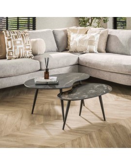 ZESTAW STOLIKÓW KAWOWYCH MALI CERAMICZNE CZARNE - 2SZT.