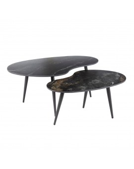 ZESTAW STOLIKÓW KAWOWYCH MALI CERAMICZNE CZARNE - 2SZT.
