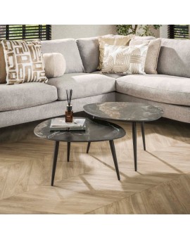 ZESTAW STOLIKÓW KAWOWYCH II MALI CERAMICZNE CZARNE - 2SZT.